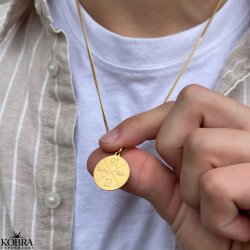 "Axton" ID tag med kryds i 18 karat forgyldt