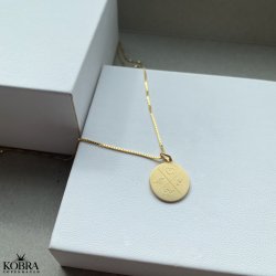 ID tag guld halskæde med "kryds" gravering til mænd