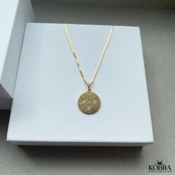 ID tag guld halskæde med "kryds" gravering til mænd