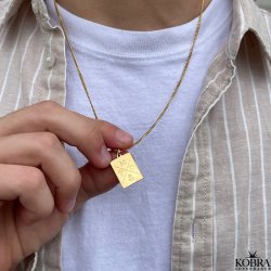 "Reign" guld halskde til mnd med gravering inkl. 2 mm panzer kde