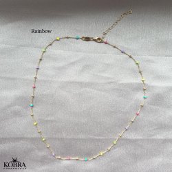 "Alba" ball necklace with colored enamel balls in gilt