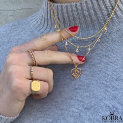 "Fiona" 18 karat forgyldt ring med sm blade og lille zirkonia sten