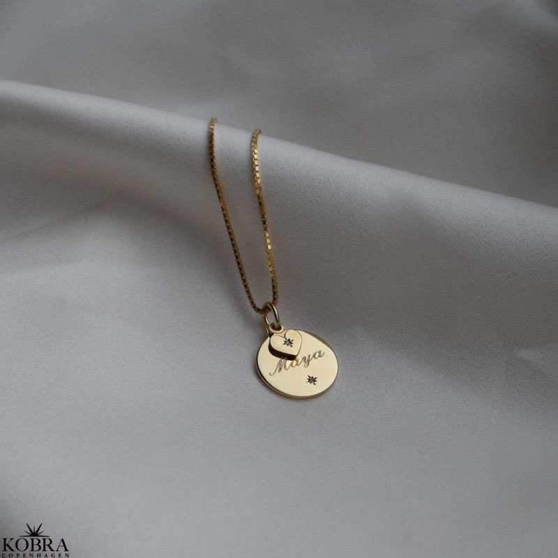 "Rocket" guld halskde med hjertevedhng og din gravering