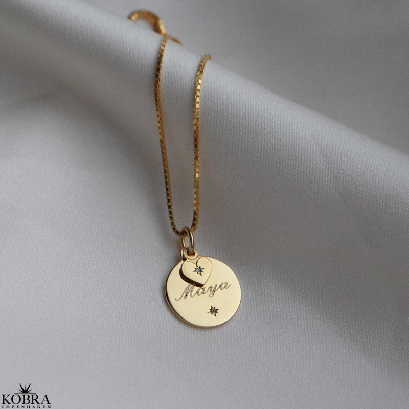 "Rocket" guld halskde med hjertevedhng og din gravering