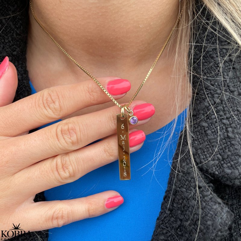 "Alliance" 18 carat gold plated pendant including engraving and gem