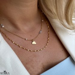 Studenter halskde i guld med hue-vedhng og bl akvamariner