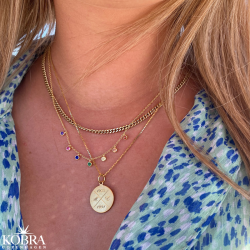 ID tag in 18 carat gold plated with "cross" and your personal engraving