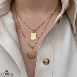 ID tag in 18 carat gold plated with "cross" and your personal engraving