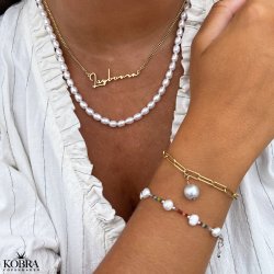 "Happy" Colorful bracelet with pearls