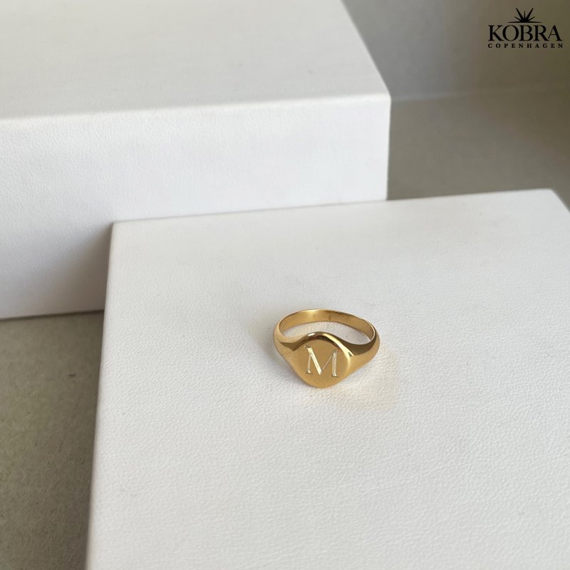 "Barcelona" 18 karat forgyldt ring med gravering til mnd