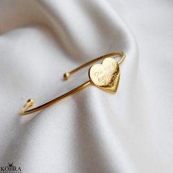 "Paris" 18 karat forgyldt armbnd med stort hjerte inklusiv din gravering