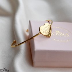 "Paris" 18 karat forgyldt armbnd med stort hjerte inklusiv din gravering