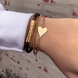 "Mathilde" hjerte armbnd i guld med personlig gravering