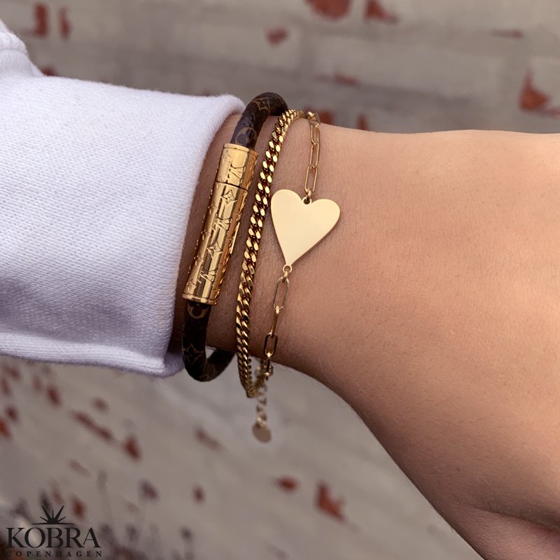 "Mathilde" hjerte armbnd i guld med personlig gravering