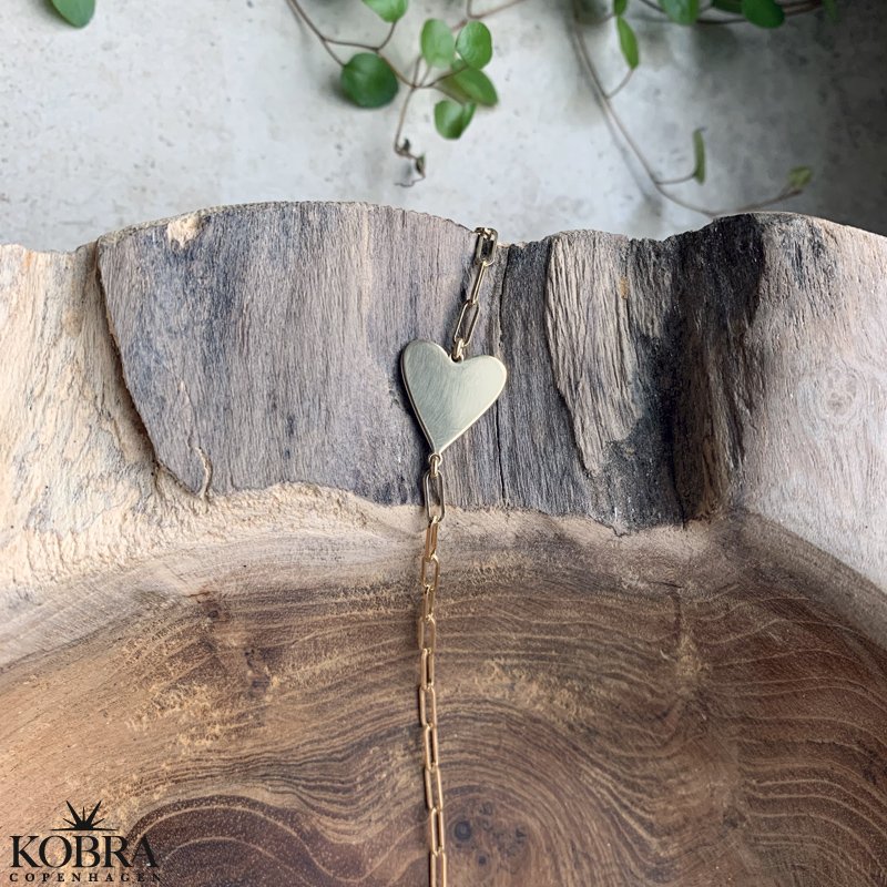 "Mathilde" hjerte armbnd i guld med personlig gravering