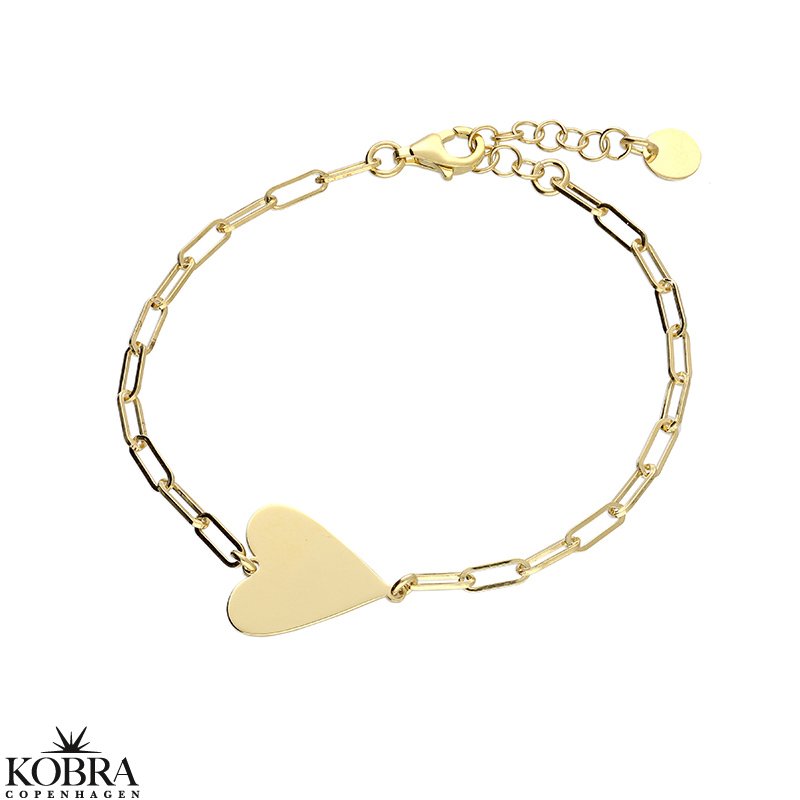 "Mathilde" hjerte armbnd i guld med personlig gravering