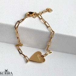 "Mathilde" hjerte armbnd i guld med personlig gravering