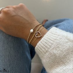 "Mikami" hjerte armbnd  18k Forgyldt sterling slv med lyserde Zirkonia