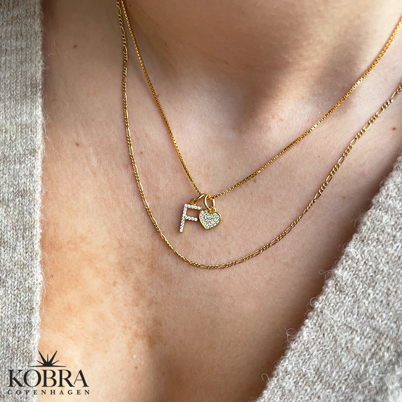 Charm - small gold heart with white stones