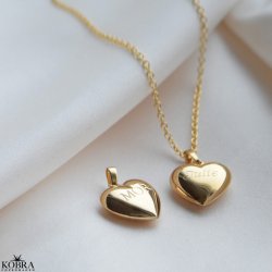 "Liva" 18 karat forgyldt smuk hjerte halskęde inklusiv gravering
