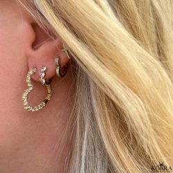 "Mikami" store guld hjerte reringe med hvide sten