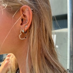 "Mikami" store guld hjerte reringe med hvide sten