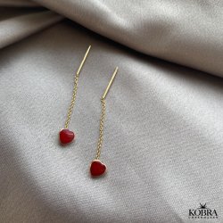 "Sistine" rde hjerte reringe i 14 karat forgyldt