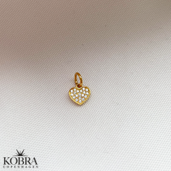 Charm - small gold heart with white stones