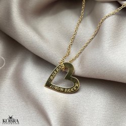 Love Heart, hjerte halskde i guld, inklusiv gravering