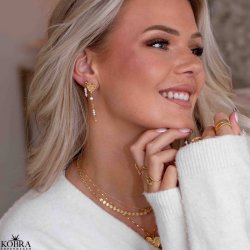  "Marie" sm� guld �reringe med hvide ferskvandsperler