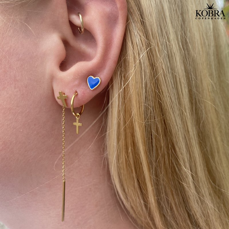 "Abigail" reringe i 18 karat forgyldt med sm kors og lang kde