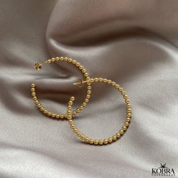 "Mellow" store forgyldte hoops med små guld kugler