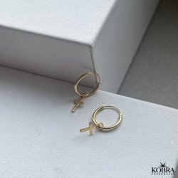 "Justice" små kors øreringe i forgyldt til herre