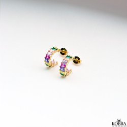 "Olivia" sm guld hoops med farvet zirkonia sten