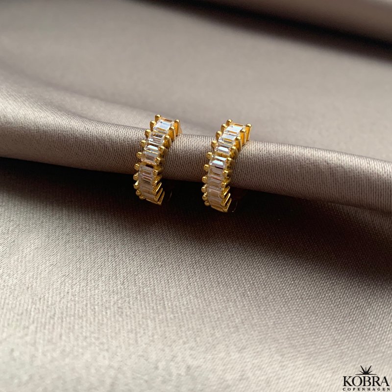 "Isla" 18 karat forgyldte reringe med hvide sten