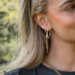 "Balance" gold earrings with white freshwater pearls