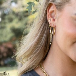 "Monica" store hoops med sten i guld