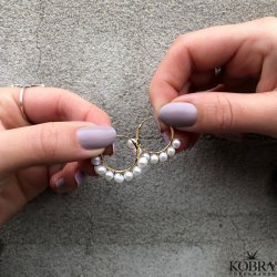 "Holiday" gold hoops / earrings with genuine white freshwater pearls