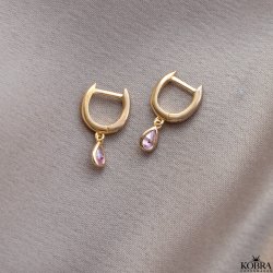 "Serina" gold earrings / hoops with pink zirconia