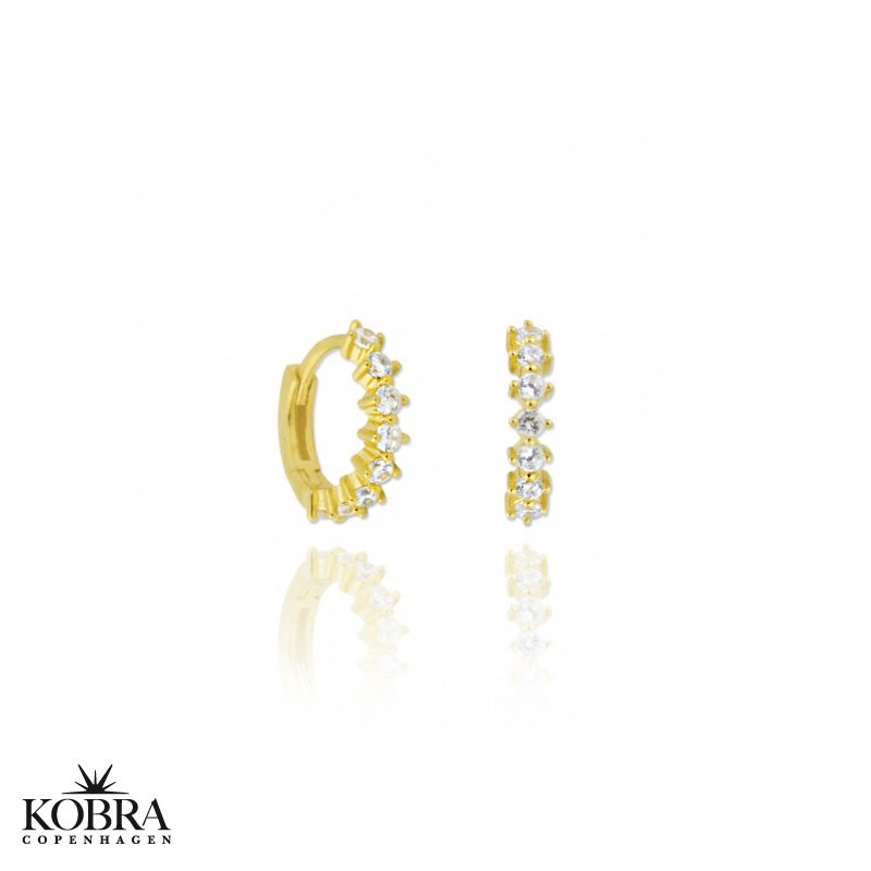 "Magnolia" guld reringe med farvet sten