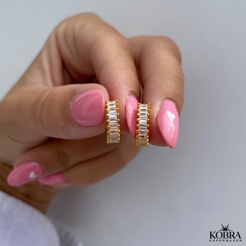 "Isla" 18 karat forgyldte reringe med hvide sten