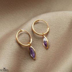 "Lyra" sm guld hoops med lilla glassten