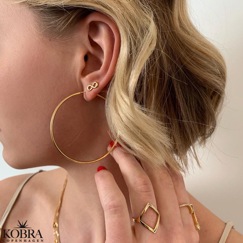 "Cirkeline" hoops - earrings in 14 carat gold plated silver (XL)