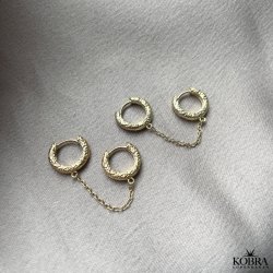 "Levine" sandblste guld hoops til 2 huller i rerne