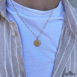 ID tag guld halskæde med "kryds" gravering til mænd