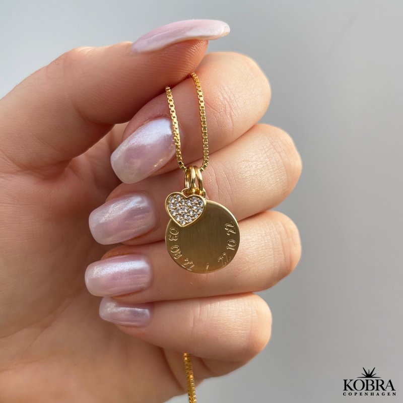 Charm - small gold heart with white stones