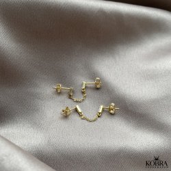 "India" guld rering med kde til 2 huller