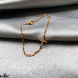 "Trust" Konfirmations smykke, guld armbnd med guld kors og personlig gravering