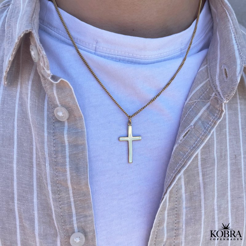 "Promise" gold plated cross necklace for men