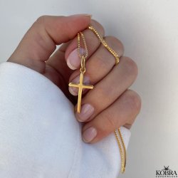 "Promise" klassisk guld kors halskde